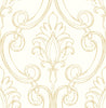 Malibu PS Sketched Damask Traditional Damask - Metallic Gold | Peel and Stick Removable Wallpaper