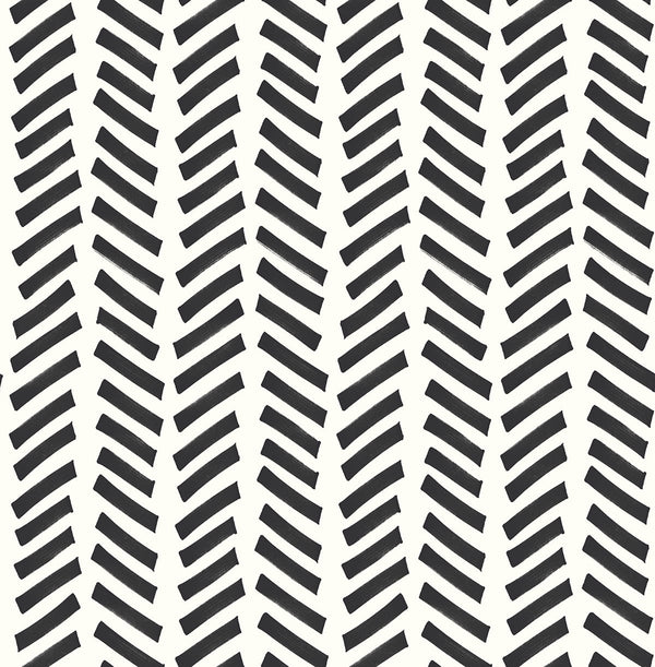 Malibu Ps Mod Chevron Contemporary Chevron - Black | Peel and Stick Removable Wallcovering