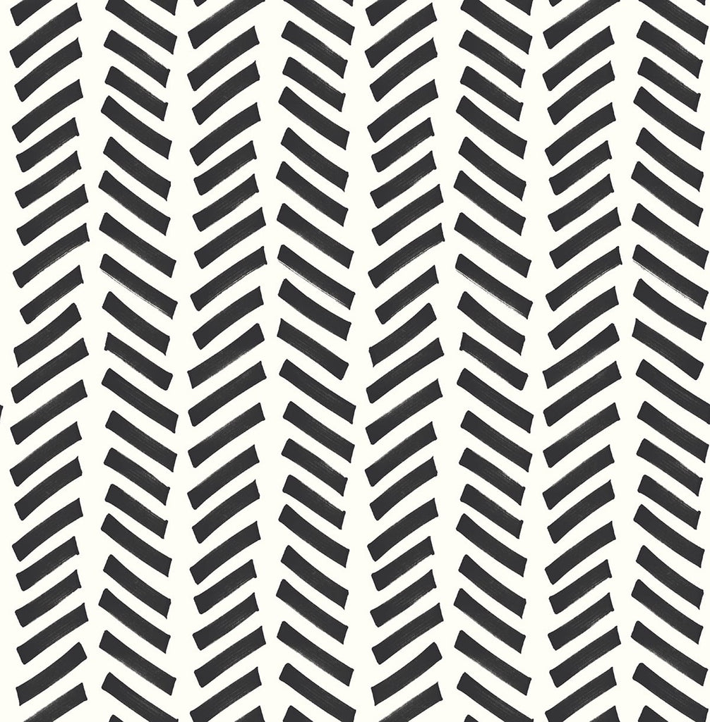 Malibu PS Mod Chevron Contemporary Chevron - Black | Peel and Stick Removable Wallpaper