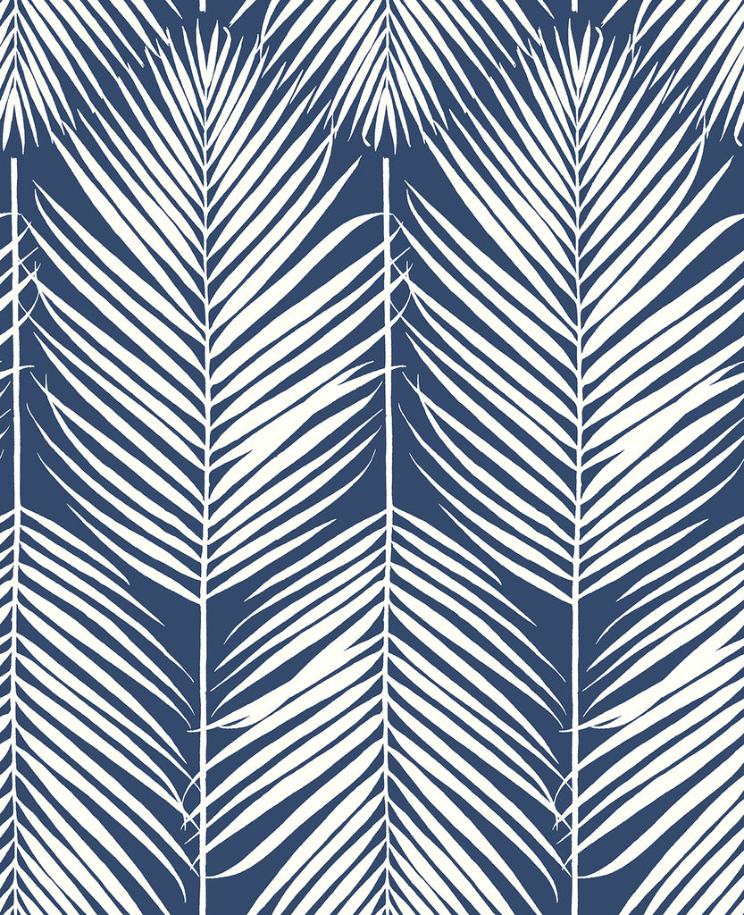Malibu PS Palm Silhouette Tropical Botanical - Coastal Blue | Peel and Stick Removable Wallpaper