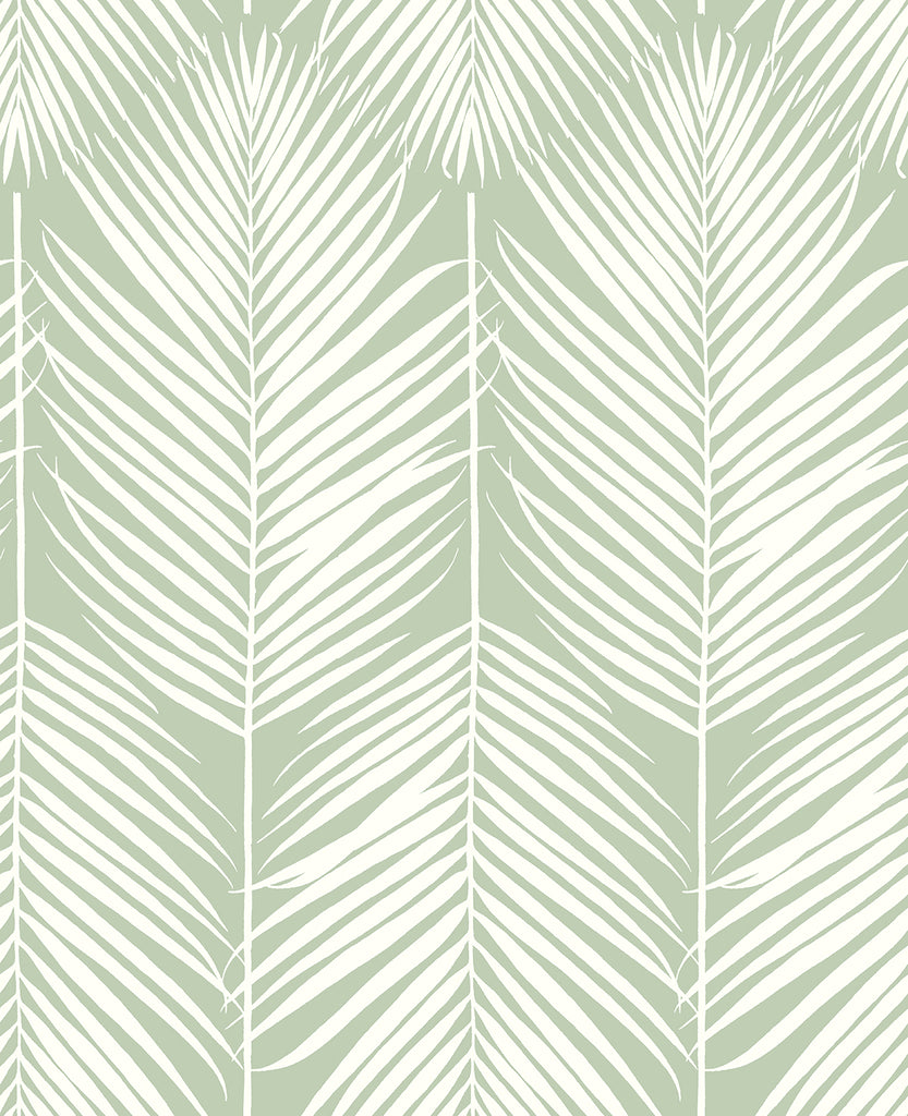 Malibu PS Palm Silhouette Tropical Botanical - Pastel Green | Peel and Stick Removable Wallpaper