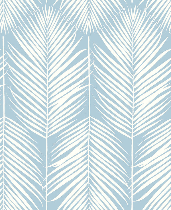 Malibu Ps Palm Silhouette Tropical Botanical - Hampton Blue | Peel and Stick Removable Wallcovering