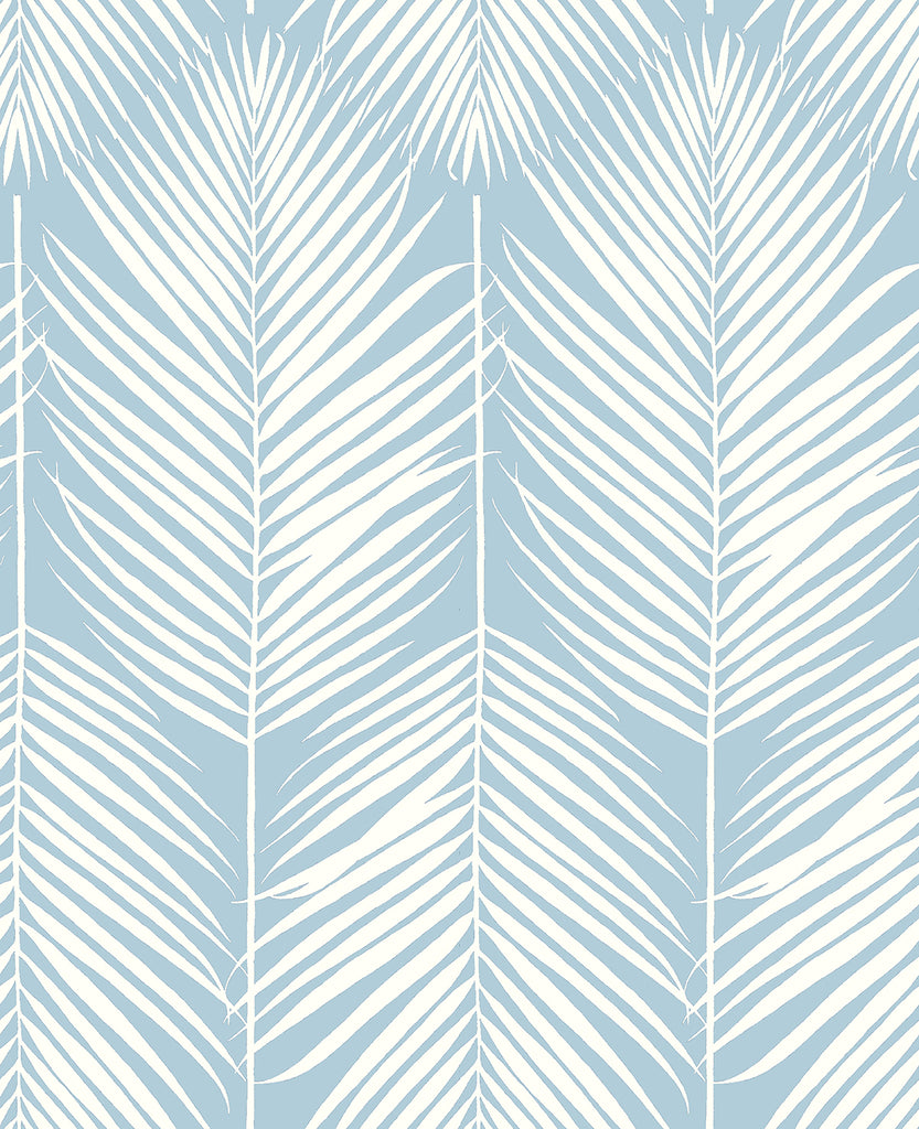 Malibu PS Palm Silhouette Tropical Botanical - Hampton Blue | Peel and Stick Removable Wallpaper