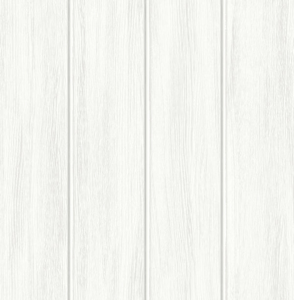 Malibu Ps Wood Panel Rustic Wood - Alabaster | Peel and Stick Removable Wallcovering