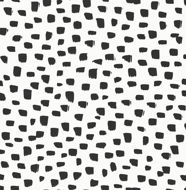 Malibu Ps Speckled Dot Contemporary Polka Dot - Black & White | Peel and Stick Removable Wallcovering