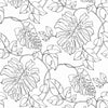 Malibu PS Tropical Linework Tropical Botanical - Black & White | Peel and Stick Removable Wallpaper