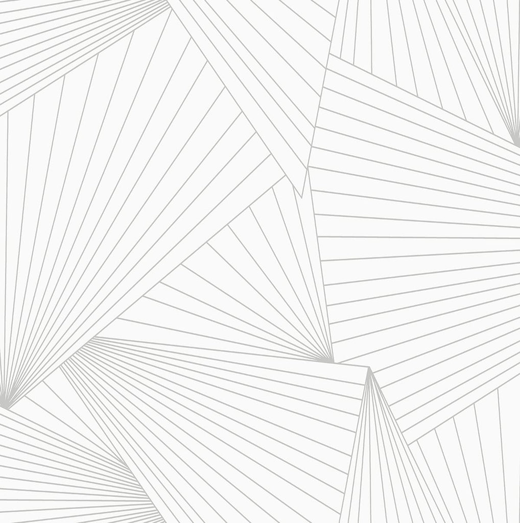 Malibu PS Ray Geo Contemporary Geometric - White & Harbor Gray | Peel and Stick Removable Wallpaper