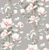 Malibu PS Magnolia Trail Contemporary Floral - Metallic Silver & Petal Pink | Peel and Stick Removable Wallpaper