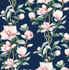 Malibu PS Magnolia Trail Contemporary Floral - Navy & Blush | Peel and Stick Removable Wallpaper