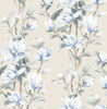Malibu PS Magnolia Trail Contemporary Floral - Linen & French Blue | Peel and Stick Removable Wallpaper