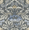 Malibu PS Acanthus Floral Vintage Floral - Charcoal & Carolina Blue | Peel and Stick Removable Wallpaper