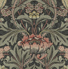 Malibu PS Acanthus Floral Vintage Floral - Charcoal & Rosewood | Peel and Stick Removable Wallpaper