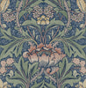 Malibu PS Acanthus Floral Vintage Floral - Denim Blue & Salmon | Peel and Stick Removable Wallpaper