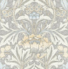 Malibu PS Acanthus Floral Vintage Floral - Daydream Grey & Pearl Blue - Peel and Stick Removable Wallpaper