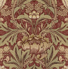 Malibu PS Acanthus Floral Vintage Floral - Red Clay & Lichen | Peel and Stick Removable Wallpaper