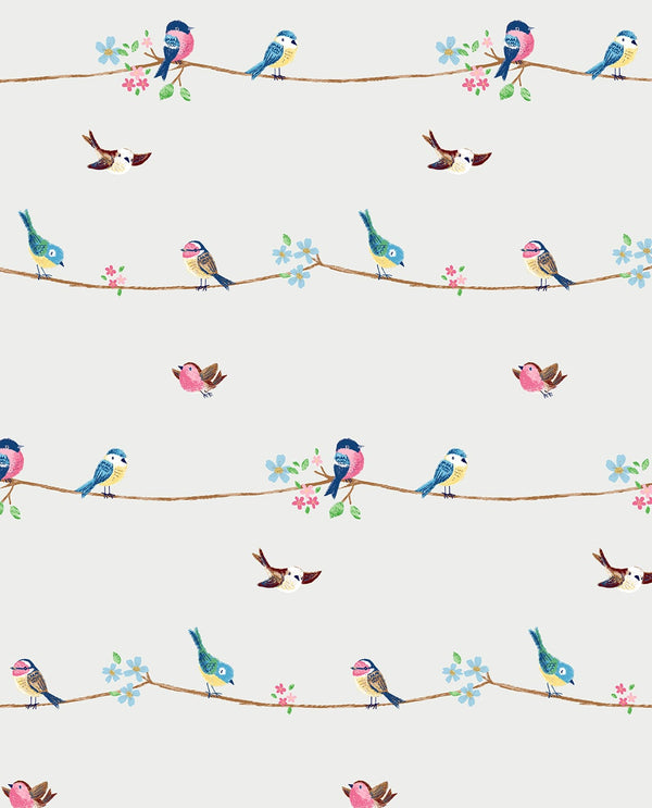 Malibu Ps Sweet Tweet Contemporary Animal Print - Multicolored | Peel and Stick Removable Wallcovering