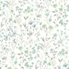 Malibu PS Wildflowers Contemporary Floral - Dew Drop & Spring Green | Peel and Stick Removable Wallpaper