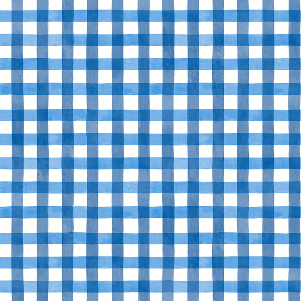 Malibu Ps Spring Plaid Contemporary Plaid - Cobalt | Peel and Stick Removable Wallcovering