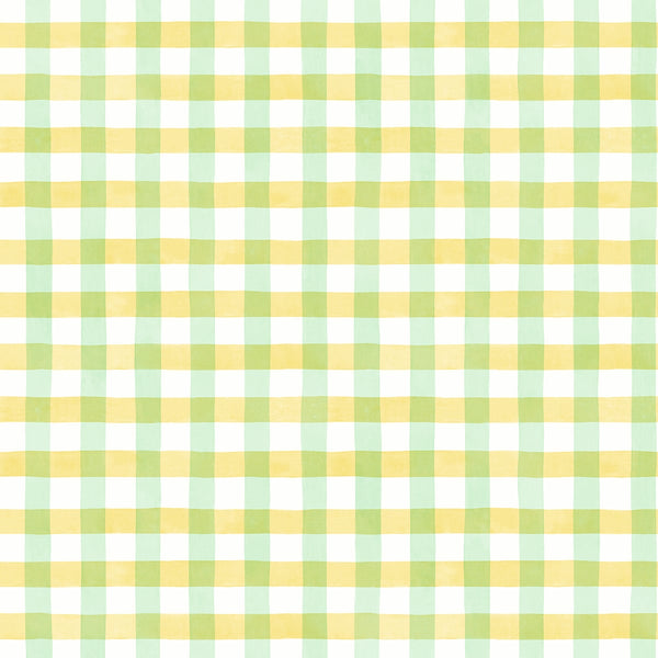 Malibu Ps Spring Plaid Contemporary Plaid - Lemon Lime | Peel and Stick Removable Wallcovering
