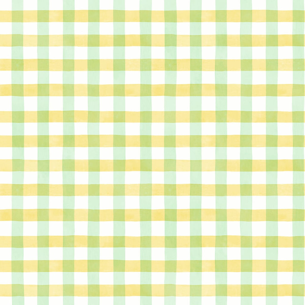 Malibu PS Spring Plaid Contemporary Plaid - Lemon Lime | Peel and Stick Removable Wallpaper
