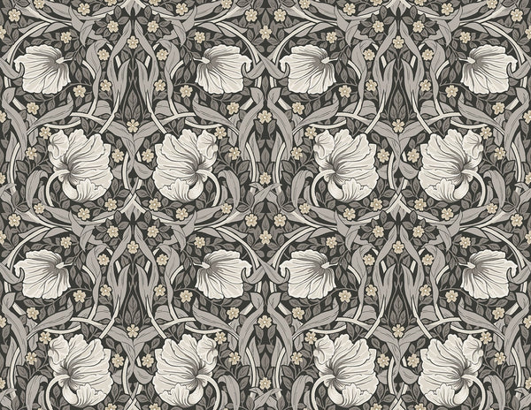 Malibu Ps Pimpernel Floral Vintage Floral - Charcoal & Pearl Grey | Peel and Stick Removable Wallcovering