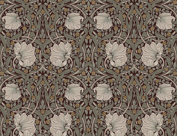 Malibu Ps Pimpernel Floral Vintage Floral - Auburn & Eucalyptus | Peel and Stick Removable Wallcovering