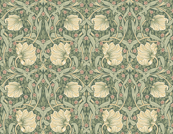 Malibu Ps Pimpernel Floral Vintage Floral - Gardenia & Sage | Peel and Stick Removable Wallcovering
