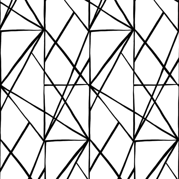 Malibu Ps Quartz Geo Contemporary Geometric - Black & White | Peel and Stick Removable Wallcovering