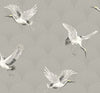 Malibu PS Cranes Art Deco Animal Print - Argos Grey | Peel and Stick Removable Wallpaper