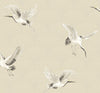 Malibu PS Cranes Art Deco Animal Print - Alba Beige | Peel and Stick Removable Wallpaper