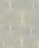Malibu PS Starburst Geo Mid-Century Modern Geometric - Silversmoke & Metallic Gold | Peel and Stick Removable Wallpaper