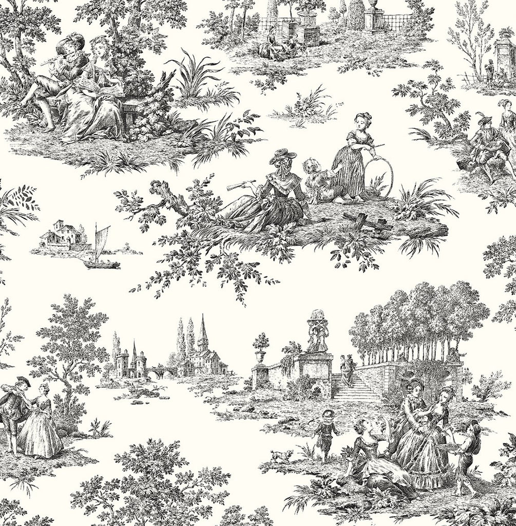 Malibu PS Chateau Toile Traditional Toile - Inkwell | Peel and Stick Removable Wallpaper