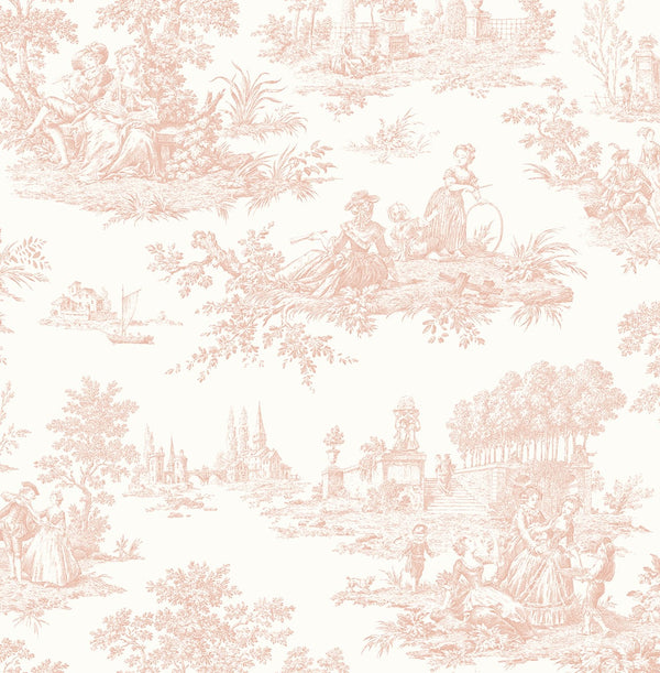 Malibu Ps Chateau Toile Traditional Toile - Blush | Peel and Stick Removable Wallcovering