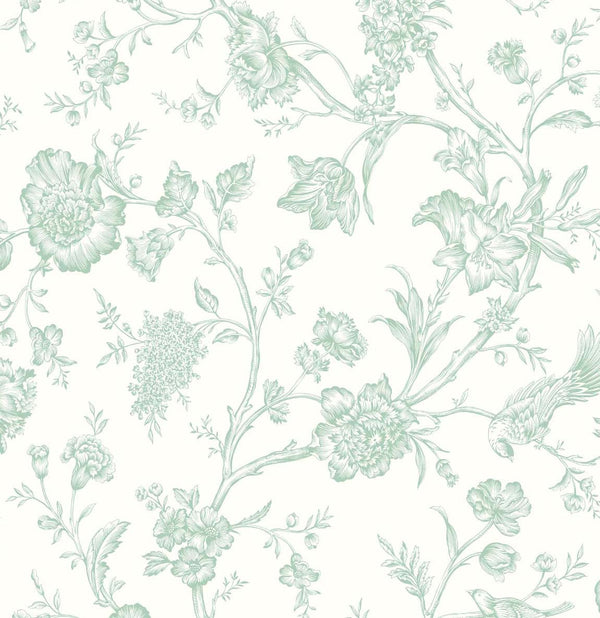 Malibu Ps Jasmine Chinoiserie Traditional Chinoiserie - Seaglass | Peel and Stick Removable Wallcovering