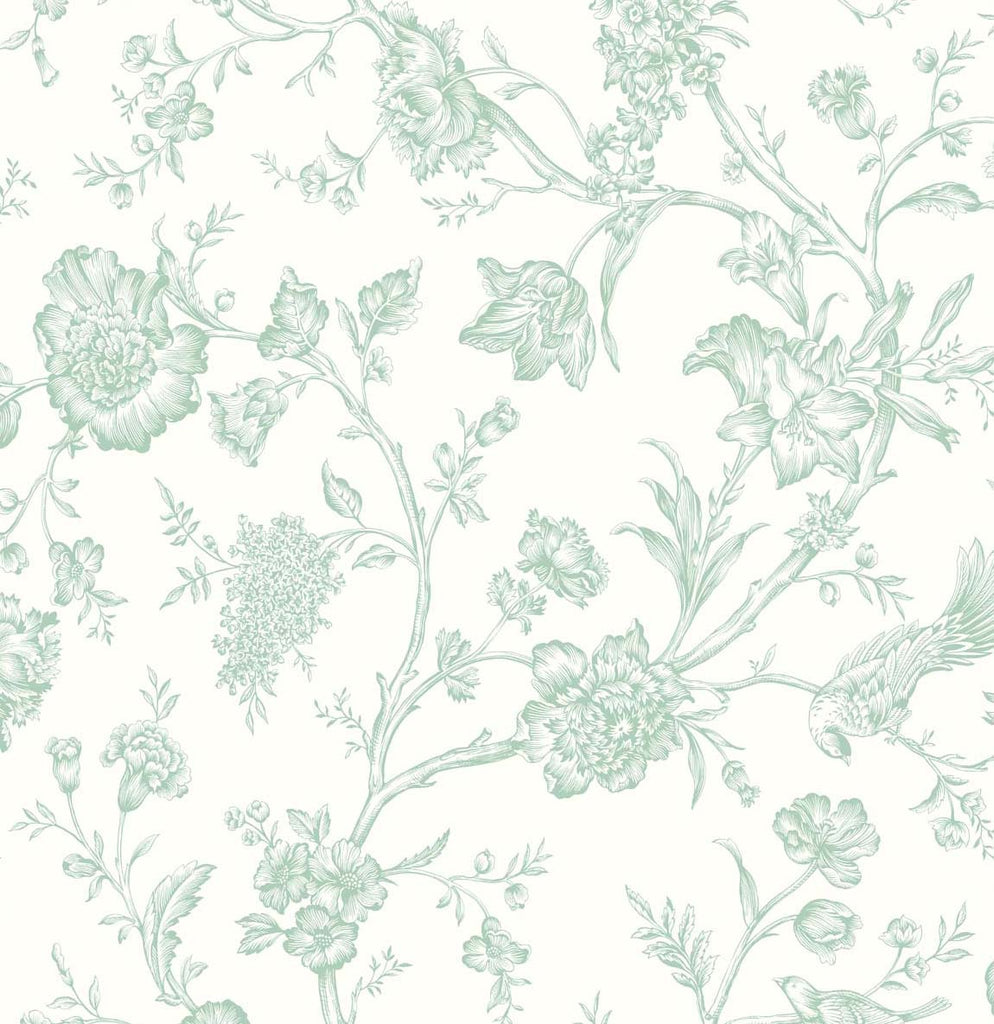 Malibu PS Jasmine Chinoiserie Traditional Chinoiserie - Seaglass | Peel and Stick Removable Wallpaper