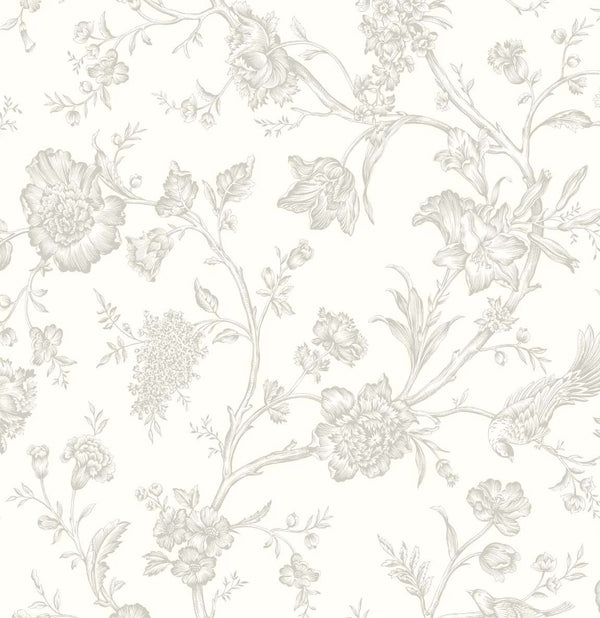 Malibu Ps Jasmine Chinoiserie Traditional Chinoiserie - Harbor Mist | Peel and Stick Removable Wallcovering