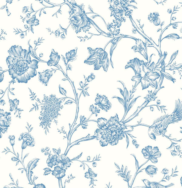 Malibu Ps Jasmine Chinoiserie Traditional Chinoiserie - Carolina Blue | Peel and Stick Removable Wallcovering