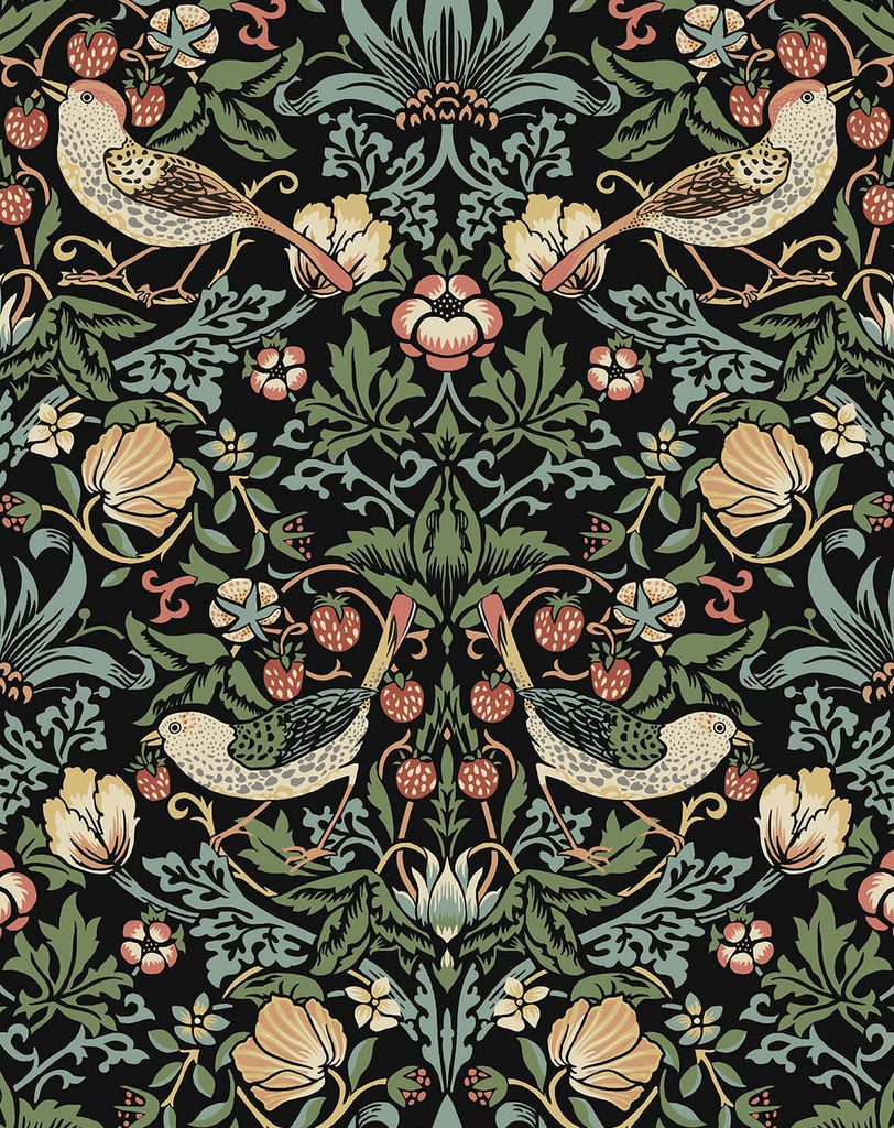 Malibu PS Aves Garden Vintage Botanical - Ebony | Peel and Stick Removable Wallpaper