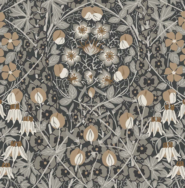 Malibu Ps Tulip Garden Vintage Floral - Wrought Iron & Chamois | Peel and Stick Removable Wallcovering