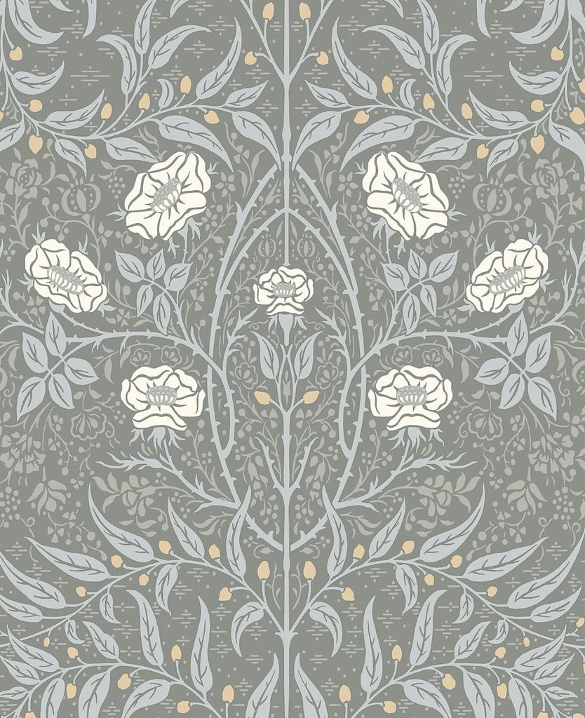 Malibu PS Stenciled Floral Vintage Floral - Alloy Grey | Peel and Stick Removable Wallpaper