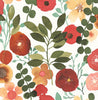 Malibu PS Garden Dance Contemporary Floral - Ruby & Hunter Green | Peel and Stick Removable Wallpaper