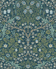 Malibu PS Victorian Garden Vintage Floral - Prussian Blue & Moss Green | Peel and Stick Removable Wallpaper