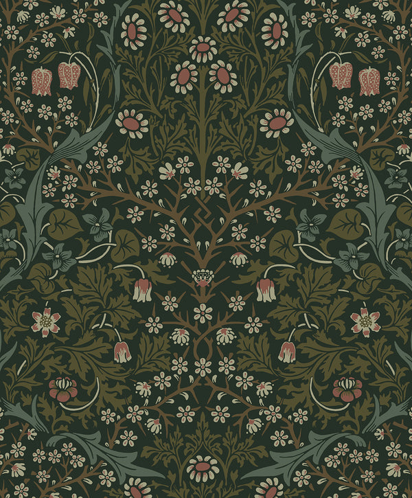 Malibu Ps Victorian Garden Vintage Floral - Greenery | Peel and Stick Removable Wallcovering