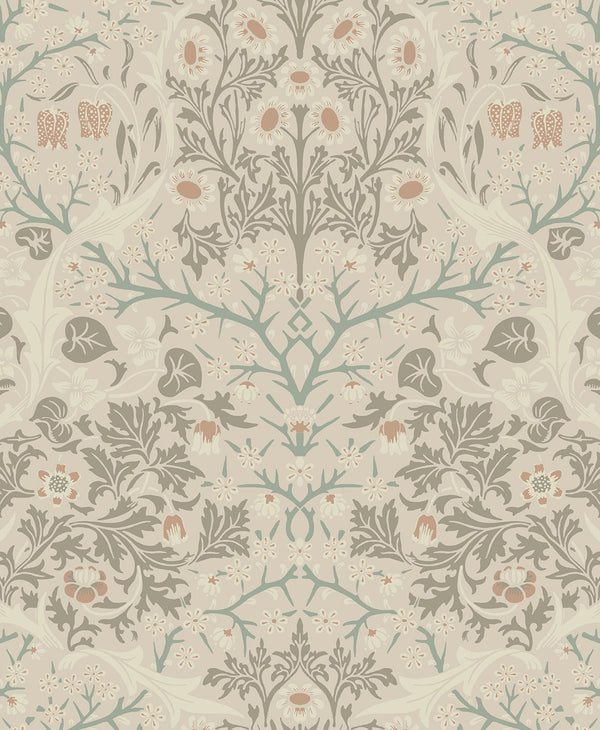 Malibu Ps Victorian Garden Vintage Floral - Lunar Rock & Clay | Peel and Stick Removable Wallcovering