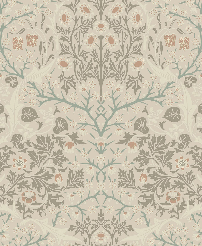 Malibu PS Victorian Garden Vintage Floral - Lunar Rock & Clay | Peel and Stick Removable Wallpaper