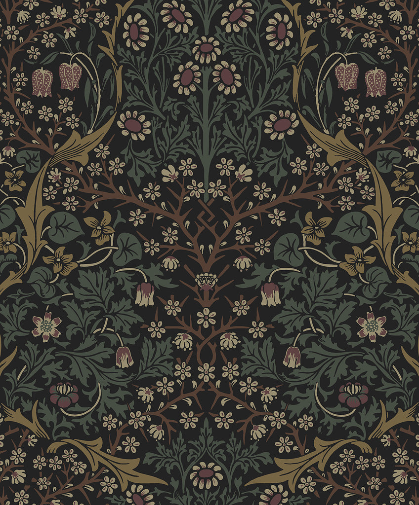 Malibu PS Victorian Garden Vintage Floral - Blacksmith & Cliffside | Peel and Stick Removable Wallpaper