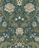 Malibu PS Honeysuckle Trail Vintage Floral - Teal & Moss Green | Peel and Stick Removable Wallpaper