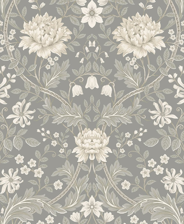 Malibu Ps Honeysuckle Trail Vintage Floral - Daydream Grey | Peel and Stick Removable Wallcovering