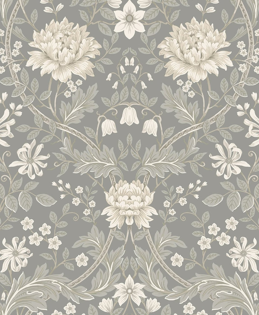 Malibu PS Honeysuckle Trail Vintage Floral - Daydream Grey | Peel and Stick Removable Wallpaper