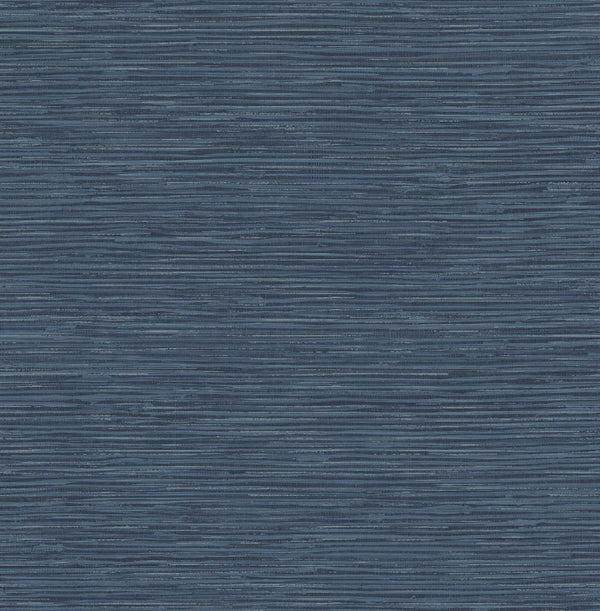 Malibu Ps Cyrus Faux Grasscloth Contemporary Grasscloth - Naval Blue & Metallic Silver | Peel and Stick Removable Wallcovering
